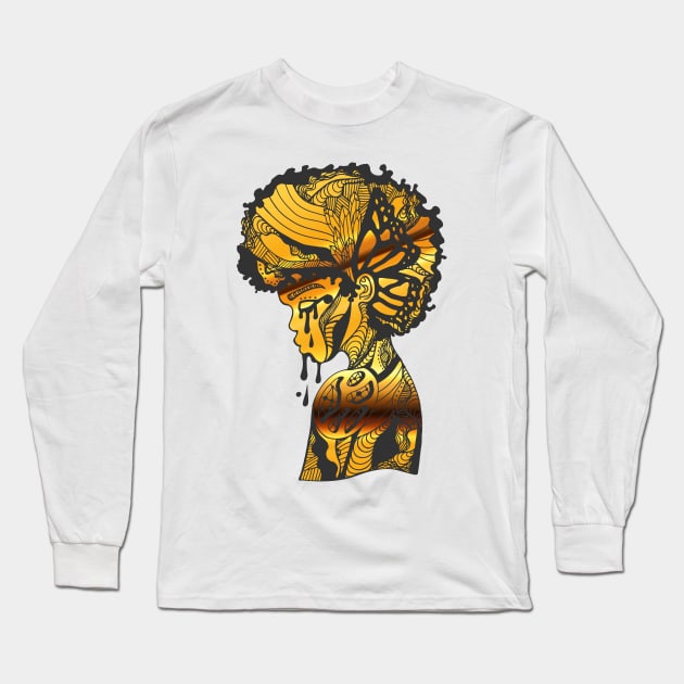 Gold Beauty In struggle Long Sleeve T-Shirt by kenallouis